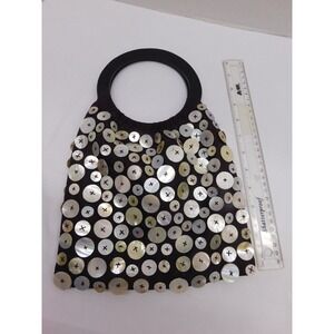 Unique Craft Link Mother Of Pearl Button Purse Round Handles
